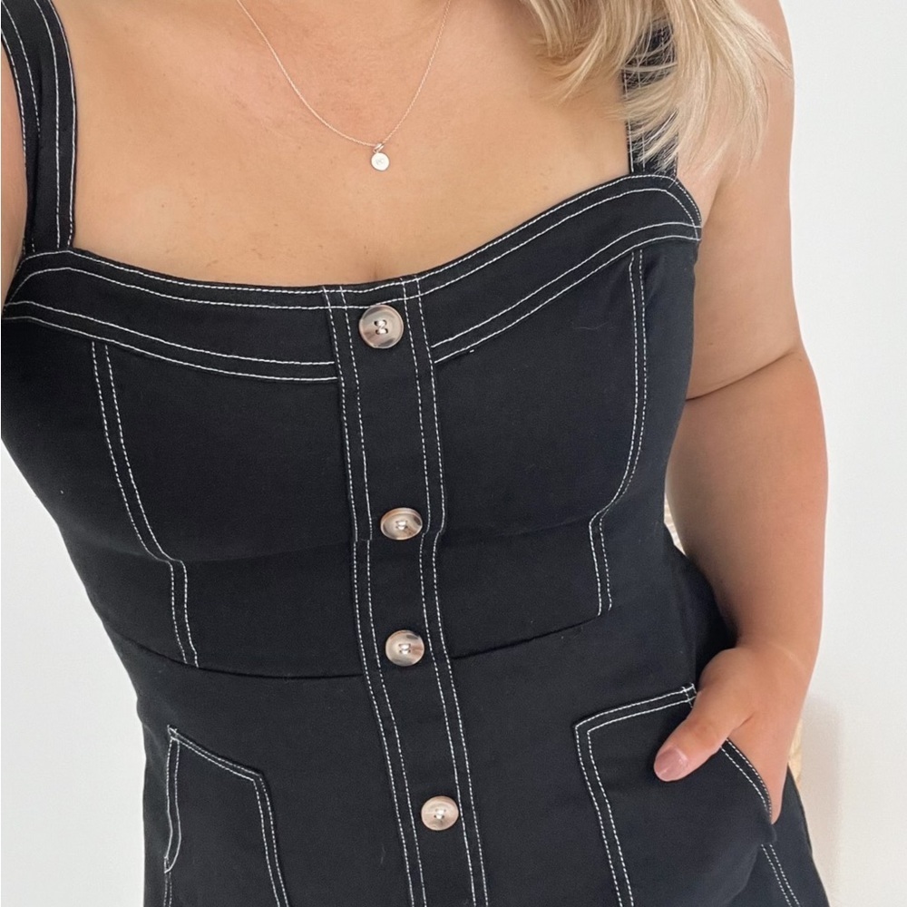 NWOT Denim Dress Sleeveless Adjustable Straps A Line Maxi Dress with Pockets - Picture 10 of 15